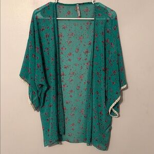 Floral Kimono with Lace Detail